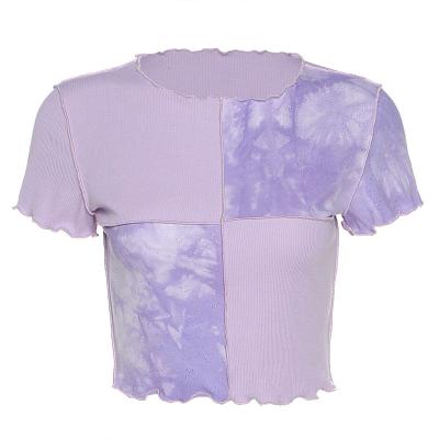 China Factory Wholesale Summer Women QUICK DRY Tie Dye Ankle Length Shirt With Tendr Patchwork Ruffled Tie Dye T-Shirt for sale