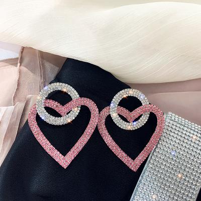 China Trendy Trendy Large Drop Heart Earrings 2021 Crystal Fashion for sale