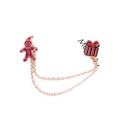 China Classic Gingerbread Man and Double Present Box Dangle Brooch for sale