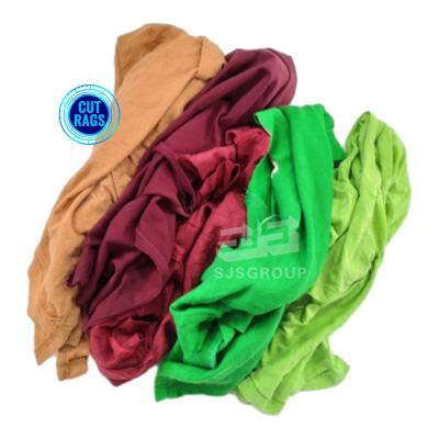 China Grade A 30-60cm Pure Cotton Industrial cleaning mixed coloured rags cut cotton tshirts rags for sale