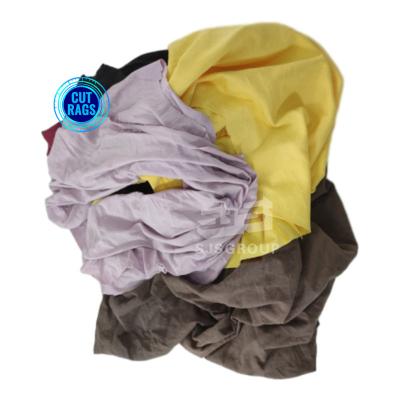 China Garment Cutting Clips Textile Waste Cotton Dark Color T Shirt Cleaning Cloth Industrial Wiping Rags for sale