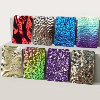 China KTV Ceiling Water Ripple Stainless Steel Sheet Mirror Surface Silver Rose Gold Blue for sale