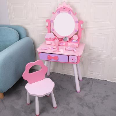 China Cute Pretend Play Toys Wooden Dresser Top Selling Simulation Toys Children Wooden Makeup Toy For Wholesale for sale