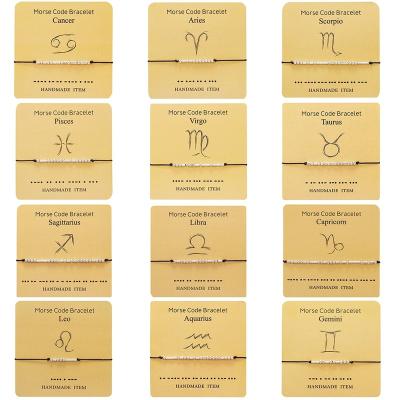 China FASHIONABLE Hot Selling Silver Morse Code 12 Amazon Zodiac Astrology Sign Couples Horoscope Bracelet For Women for sale