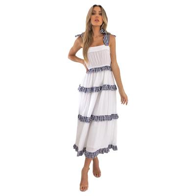 China Elegant White Women Maxi Casual Dresses New Products Summer Clothing Breathable Sexy Tie Dye Long for sale
