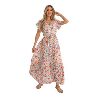 China Elegant White Women Maxi Casual Dresses New Products Summer Clothing Breathable Sexy Tie Dye Long for sale