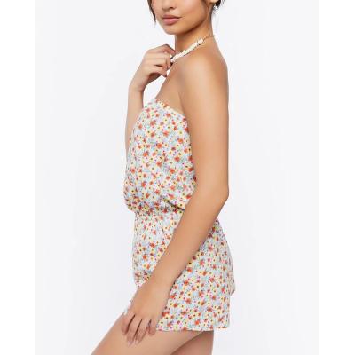 China lipsy jumpsuitnew arrivals QUICK DRY Flower-wrapped strapless youth jumpsuit and peppy pants for sale