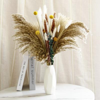 China Natural flower& Natural Preserved Grass Customized Eucalyptus Rabbit Tail Thatches Dried Pampas Grass Flower Bouquet For Home Decoration for sale