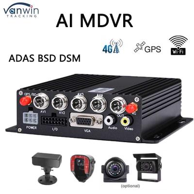 Китай 4 каналы ADAS DSM Car DVR с 4G GPS AHD Камера SD Карта Видеорегистратор для обучения вождению автомобиля Мобильный DVR для грузовиков продается