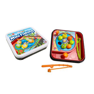 China Mini Fishing Game Tin Box Toy Children's Toy Fishing Set Fishing Game Children's Intelligence Brain Toy Mini Fishing Game for sale