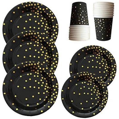 China Popular festival decoration products 2021 good quality black dot paper party items for wedding party for sale