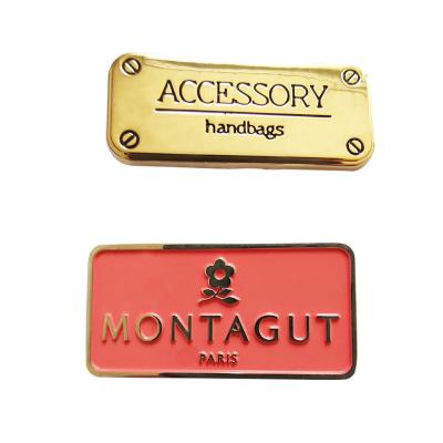 China Europe Flat Metallic Garment Brands Custom Wholesale Logo Embossed Metal Leather Patches For Clothing for sale