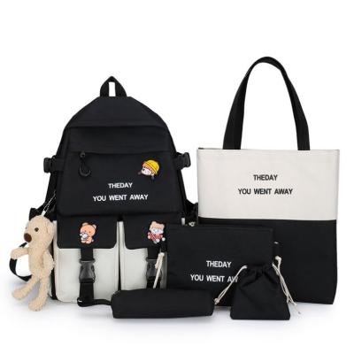 China Waterproof ODM New Fashion School Book Bag For 5 Piece Student School Bag Set Cute College Backpack Set For Girls Teenagers for sale
