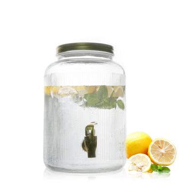 China 5L glass beverage juice dispenser with stainless steel tap for sale