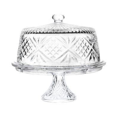 Chine Support de gâteau de Safe Footed Glass de lave-vaisselle de Tangson avec le couvercle résistant à vendre