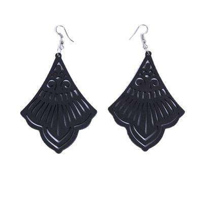 China Natural African Wooden Earring Polishing Round Dangle Earring Style Ethnic Earrings For Women for sale