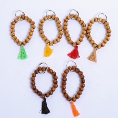 China Amazon Best Seller Trendy Trendy Colorful Tassel 10mm For Party For Gifts Bangles Wooden Bracelet for sale
