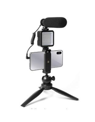 China Smartphone Video Camera Microphone Vlogging Kit with Mini Led Light and Tripod Microphone VL-01kit for sale