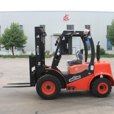 China Building Material Shops New 1.5 Ton Terrain Forklift Price 1500kg Rough Outdoor Diesel Mini Forklifts For Sale for sale
