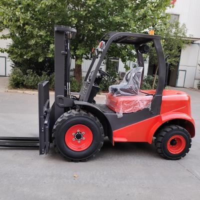 China Building Material Stores 3000KG 4x4 Japan Engine All Rough Terrain Forklift for sale
