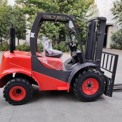 China Building Material Shops 3 Ton 4wd 4x4 Rough Terrain Diesel Forklift In China for sale
