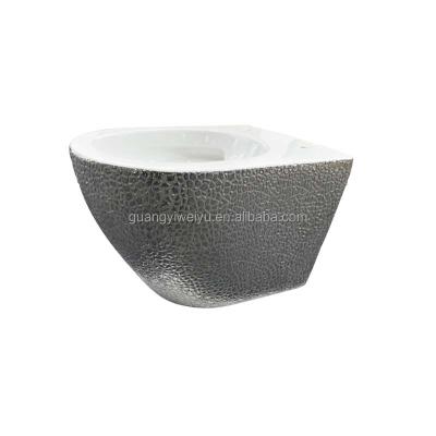 China Luxury European Style Clad Toilet Cistern Light Embossing Silver Color Hidden Wall Mounted Ceramic Washroom for sale