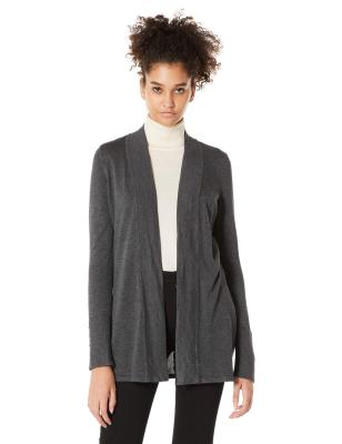 China Soft+long+solid Gray Black Fashion Custom Soft Long Sleeve Viscous Women's Open Front Cardigans for sale