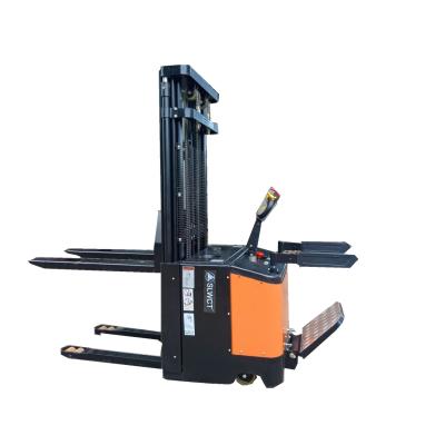 China Construction works Full automatic hydraulic triple mast pallet stacker for 1 ton 2 ton mini forklift electric stacker for sale