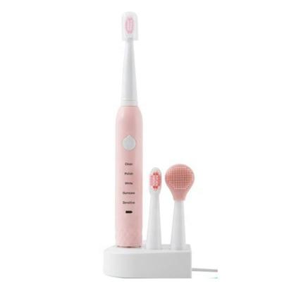 China Battery Operated Cordless Electric Toothbrush 5 Charging Modes Full 2 Minutes Timer 2 Heads Kit for sale