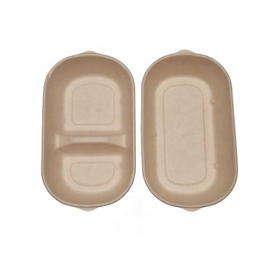 China Disposable Eco-friendly Biodegradable Disposable lunch box degradable salad takeaway fast food fruit compartment packing box 2 compartment for sale