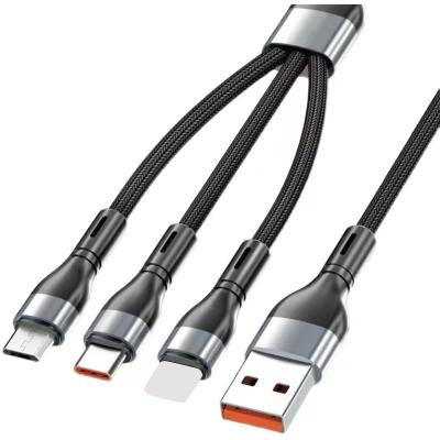 China Joint Reinforcement Nylon Braided Super Fast Charge Three-in-One High Power and Efficient Support Speed Up One-to-Three Data Lines for sale