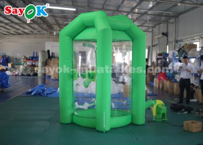 China Green Cube Inflatable Money Machine Booth With One Air Blower For Promotion for sale