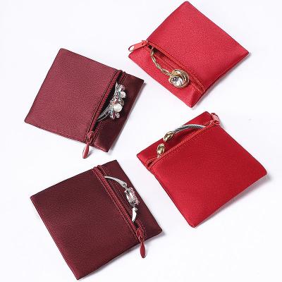 China China Factory Cheap Price Red Cloth Pouch With Zipper Customized Jewelry Pouch 85x85mm And 95x95mm for sale