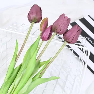 China Artificial Plastic Latex Tulip Flowers Single Stem Wedding Party Hotel Home Decoration High Quality Real Touch for sale