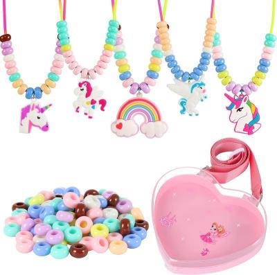 China Jewelry Making Kit, 5 Rubber Necklaces and Charms with 100 Large Holes Bead Toy Set, Beading Arts and Crafts 100 for sale