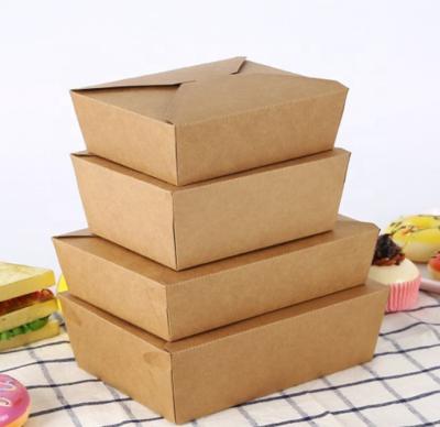 China Disposable Rectangular Take Out Paper Lunch Box With Collapsible Lid Disposable Meal Food Paper Box for sale