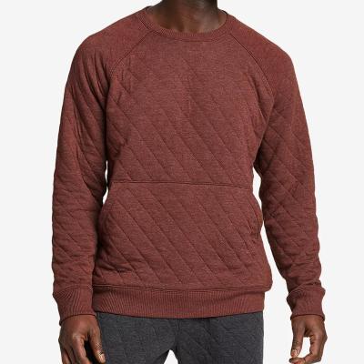 China Breathable Custom Street wear Men Oversized sweatshirts diamond quilted pullover long sleeve crew neck sweatshirts for sale