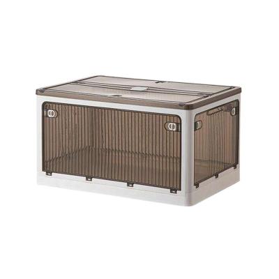 China Flexible Plastic Containers Set Professional Side Fold Clothes Open Storage Box with Good Service for sale