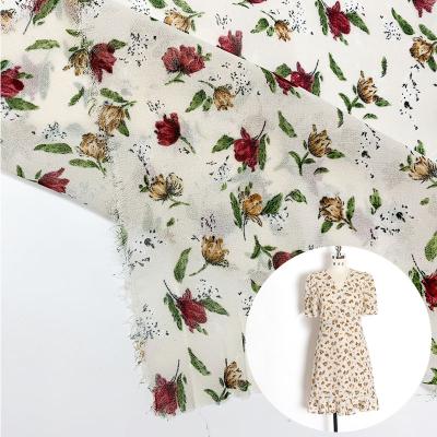 China QUICK DRY 100% Spot Polyester Pearl Chiffon Flowers Fashion Pattern Printed Chiffon Fabric For Blouse/Dress for sale