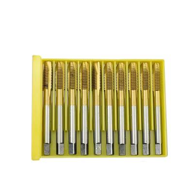 China M1-M20 HSS Titanium-Coated Straight Slot Tip 3/4 Straight Flutes Plug Hand Spiral Die Tap for Bearing Steel Carbide Tap & Die for sale