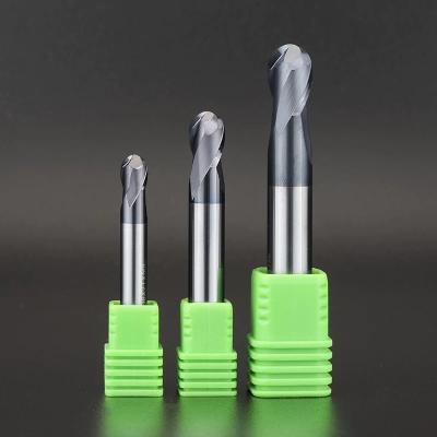 China Diamond Coated Carbide HRC70 Graphite Ball End Mills CNC Mechanical Processing Center Graphite Ball Nose Milling Cutter for sale