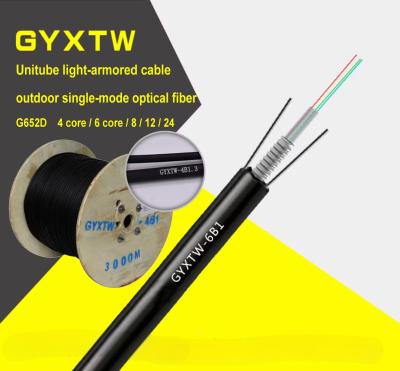 China Outdoor GYXTW Fiber Optic Cable 2~24 Core Single Mode Armored Central Loose Tube for Aerial and Duct Installation for sale