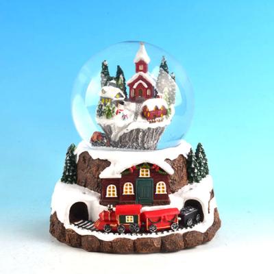 China China Led Musical Dome Christmas Souvenir Custom Water Resin Train Snow Globe With Glass for sale