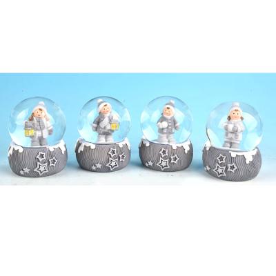 China China Resin Cartoon Christmas Glass Snowball Cute Miniature Kit Ornament Girl Decoration Snow Globe for sale