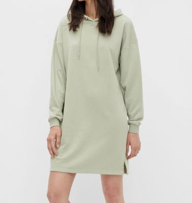 China Customized Women QUICK DRY Loose Fit Drop Shoulder Long Sleeve Split Side Pullover Hoodie Sweatshirt Dress for sale