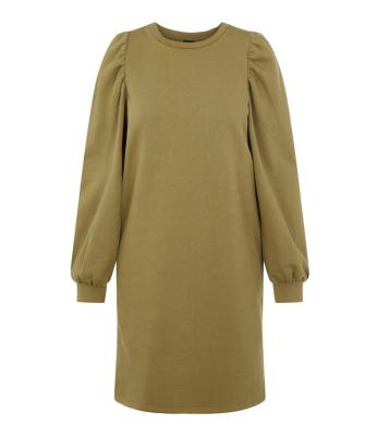 China QUICK DRY OEM Relaxed Terry Solid Plain Round Neck French Balloon Sleeves Short Pullover Sweatshirt Dress for sale
