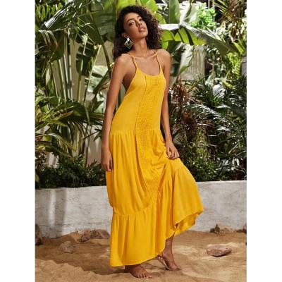 China Women's Fashion Modern Casual Dresses Odm Rayon Sexy Beach Maxi Dress With Sleeveless Anti-Static for sale