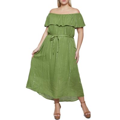 China Breathable Canvas Cotton Tie Rural Waist Off Shoulder Length Women's Plus Size Long Dresses for sale