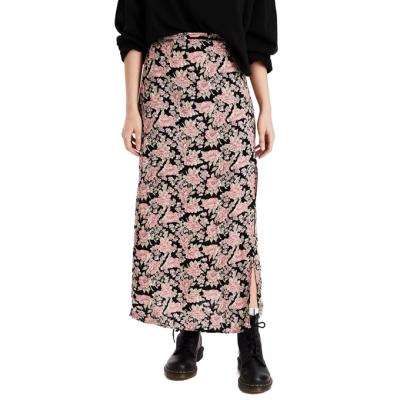 China Plus Size Women's Long Side Split Floral Print Elegant Skirt 2020 Clothing High Waist Fashionable Skirt for sale