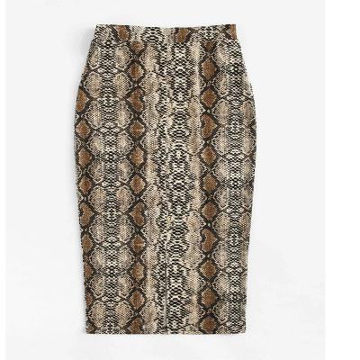 China Plus Size Fashion Elegant Animal Print Skirts Pencil High Waist Slit Back Midi Ladies Girls Office Spring Summer Autumn Skirts for sale